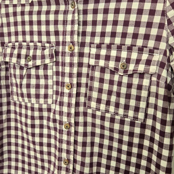 Garage Purple and white buffalo check plaid button up shirt, cotton - Picture 10 of 11
